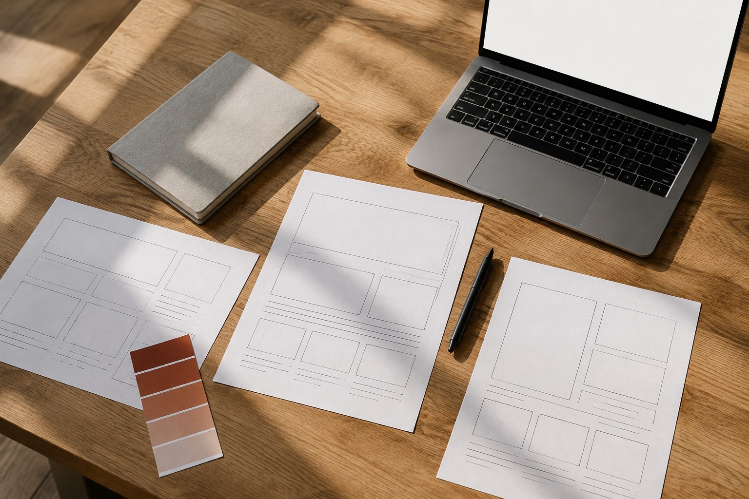 Ihre Website, ohne erst Webdesign zu lernen. · KI-generiert · Szenenillustration